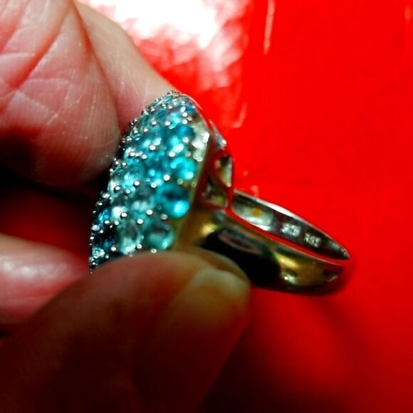 -GORGEOUS BLUE TOPAZ STONES RING!!!NEW!!! - Picture 3 of 9